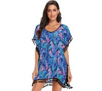 FRODOTGV Estetico Unico Bellezza Leopardo Viola Blu Donne Costumi Da Bagno Coprire Bikini Coverup Estate Casual Dress, Estetica Unica Bellezza Leopardo Viola Blu, L