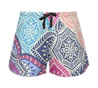 FRODOTGV Ethnic Floral Mandala Pink Womens Lounge Shorts Pajama Bottoms Running Exercise Elastic Waist Drawstring,XXL