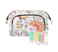 FRODOTGV Fantasia Floreale Modello Giacobino Ricamo Viaggio Borsa Da Viaggio Trucco Capacità Viaggio Cosmetici, Fantasia floreale ricamo giacobino, 1 Size