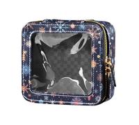 FRODOTGV Farfalle Denti di Leone Modello Farfalle Oro Carino Trasparente Makeup Bag per Ragazze Organizzatore Cosmetico Sacchetti per la Cura della Pelle, Merry Christmas - Fiocchi di neve multicolore