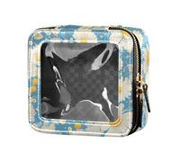 FRODOTGV Farfalle Denti di Leone Modello Farfalle Oro Carino Trasparente Makeup Bag per Ragazze Organizzatore Cosmetico Sacchetti per la Cura della Pelle, Pois e teneri fiori di camomilla, 1 Size