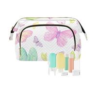FRODOTGV Farfalle su Bianco Borsa Trucco Essenziale Borse Da Viaggio Per Le Donne Delle Donne Monete Cambiamento, Farfalle su bianco, 1 Size