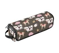 FRODOTGV Farm Pattern Animali Marrone 2 in 1 Strumenti di Capelli Organizzatore con Tappetino di Ferro Custodia Da Viaggio per Le Donne Antipolvere Viaggio Raddrizzatore dei Capelli Borsa, Animali