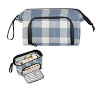 FRODOTGV Farmhouse Buffalo Plaid Blue Pen Case Grande Capacità Astuccio Leggero per Pennelli e Matite per Ragazzi High School