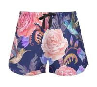 FRODOTGV Fashion Texture Bouquet Lovely Roses Pink Blue Women Lounge Shorts Pajama Bottoms Workout Yoga Elastic Waist Drawstring,XXL