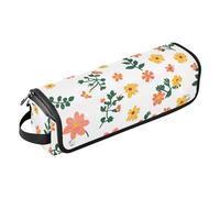 FRODOTGV Ferro arricciacapelli 2 in 1 con motivo floreale, peonie, geranio rosa e bianco, custodia da viaggio con tappetino rimovibile resistente al calore, custodia portatile per il trasporto per
