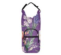 FRODOTGV Fiore lavanda fiori viola fionda con portabottiglie d'acqua multi formato borsa per il trasporto bottiglia d'acqua supporto cintura per bottiglie da 20/24/32/4 oz