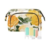 FRODOTGV Fiori gialli Borse Trucco Moderno Viaggio Sacchetto Cosmetico Per Le Donne Custodie di Carta Organizzatori Dei Soldi Chiusura Lampo, Fiori Gialli Moderno, 1 Size