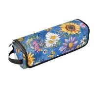 FRODOTGV Florals Sunflower Osteospermum Farfalle Api Blu Strumenti Per Capelli Borsa Da Viaggio con Tappetino Rimovibile Resistente Al Calore Accessori Per Capelli Organizzatore Impermeabile Ferro