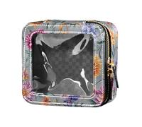 FRODOTGV Florals - Trousse per il trucco, motivo: giacinti rosa, giglio, turchese, misura piccola, 08, 1 Size