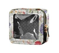 FRODOTGV Florals - Trousse per il trucco, motivo: giacinti rosa, giglio, turchese, misura piccola, 11, 1 Size