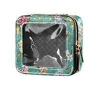 FRODOTGV Florals - Trousse per il trucco, motivo: giacinti rosa, giglio, turchese, misura piccola, 12, 1 Size