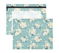 FRODOTGV Flowers, astuccio per matite con 3 anelli, formato A4, colore verde, 2 pezzi, per insegnanti, articoli per la casa