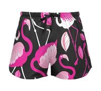 FRODOTGV Foliage Pink Flamingos Women Lounge Shorts Pajama Bottoms Workout Yoga Elastic Waist Drawstring,M