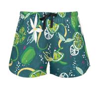 FRODOTGV Fruit Vintage Green Pigiama Pantaloncini da Donna, con Tasche Pantaloncini Allenamento per Esercizio Esercizio, Limoni Freschi Verde Limone, XXL