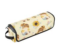 FRODOTGV Girasoli, api e gnomi 2 in 1, organizer per strumenti per capelli con tappetino resistente al calore, borsa da viaggio organizer per strumenti caldi, ferro arricciacapelli, volumizzatore per