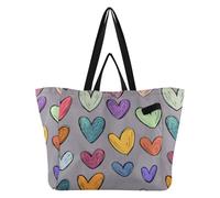 FRODOTGV Grande borsa tote in tessuto da cucina borsa da spiaggia per donna kit di consegna maternità essenziale cuori colorati