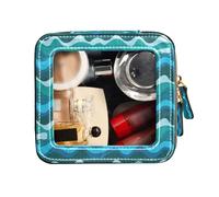 FRODOTGV Graziosa custodia per trucchi trasparente, balene galleggianti con onde blu, borsa da toilette con cerniera piccola borsa per cosmetici per borsa, Balene Galleggianti Onde Blu, 1 Size