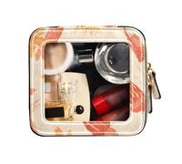 FRODOTGV Graziosa trousse per trucchi trasparente, acero, rosso, giallo, bianco, arancione, borsa da toilette con cerniera, Mais Acero Rosso Giallo Bianco Arancio, 1 Size