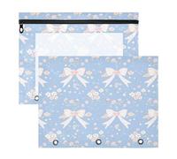 FRODOTGV Graziosi sacchetti blu con papillon con cerniera per raccoglitori a 3 anelli, confezione da 2 forniture per studenti