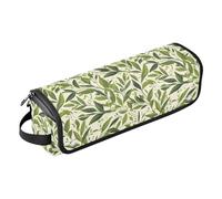 FRODOTGV Green Branch Olive Seamless Pattern Ferro arricciacapelli da donna 2 in 1 Custodia da viaggio di grande capacità Organizer per accessori con tappetino resistente al calore per piastre e