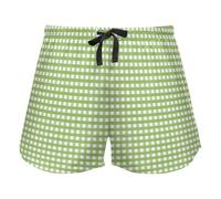 FRODOTGV Green Gingham Womens Lounge Shorts Pajama Bottoms Running Exercise Elastic Waist Drawstring,M
