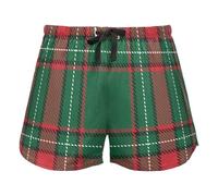 FRODOTGV Green Red Thread Fabric Green Background Women's Pajama Bottoms Casual Workout Shorts Gym Running Pantaloncini, L