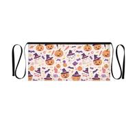 FRODOTGV Grembiule da cameriera impermeabile da 30,5 cm con zucche in stile cartone animato, con 3 tasche, per uomini, donne, adulti, cucina, Zucca Di Halloween Con Streghe Cappello E Stelle, Taglia
