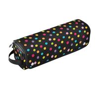 FRODOTGV Hair Tools - Borsa da viaggio impermeabile per ferro arricciacapelli e tappetino resistente al calore con cerniera per piastre, piastre, ferri arricciacapelli, pastelli, motivo a pois neri,