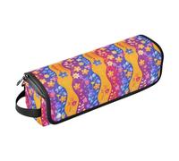 FRODOTGV Ho Pattern Funny Christmas Amber Womens ferro arricciacapelli custodia impermeabile accessori organizer e tappetino resistente al calore per piastra piastra e asciugacapelli, Motivo floreale