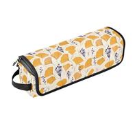 FRODOTGV Ho Pattern Funny Christmas Amber Womens ferro arricciacapelli custodia impermeabile accessori organizer e tappetino resistente al calore per piastra piastra e asciugacapelli, Ginkgo disegnato