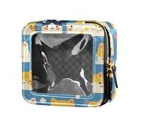 FRODOTGV Honey Bees Daisy - Piccola trousse da viaggio in pelle trasparente, per ragazze e donne, Simpatici volti colorati di gatti su blu carino, Taglia unica