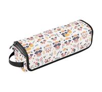 FRODOTGV Hot Dog - Borsa da viaggio per arricciacapelli da donna, senza cuciture, portatile, organizer e tappetino resistente al calore per piastra e asciugacapelli, Carino Raccoon Wildlife Natale, 1