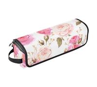 FRODOTGV Hot Hair Tools Borsa da viaggio portatile da viaggio con cuscinetto resistente al calore, rose inglesi senza cuciture color pesca bianco per utensili caldi e accessori per la cura dei