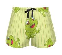 FRODOTGV I pantaloncini verdi del sudore delle donne della rana del fumetto, pigiama fa parte della palestra di sport del cotone, Cartoon Frog Verde, XXL
