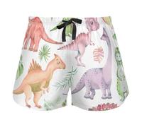 FRODOTGV I pantaloncini verdi del sudore delle donne della rana del fumetto, pigiama fa parte della palestra di sport del cotone, Dinosauri Acquerello Cartoon Bianco, XL