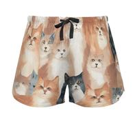 FRODOTGV I pantaloncini verdi del sudore delle donne della rana del fumetto, pigiama fa parte della palestra di sport del cotone, Motivo gatto., L