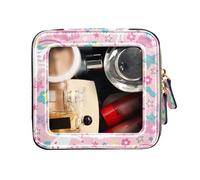 FRODOTGV Impermeabile Viaggio Toiletry Bag Trasparente Piccolo Trucco Bag Seamless Pesca unicorni Modello Illustrazione Portatile Make Up, seamless, pesca, unicorni, modello, illustrazione, 1 Size