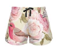 FRODOTGV Inglese Roses Birds Pink Women's Pajama Bottoms Casual Workout Pantaloncini Palestra Running Pantaloncini, M