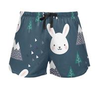 FRODOTGV Kawaii Colorato Carino Gatti Grigio Donna Casual Pigiama Shorts con Tasche Esercizio Yoga Sport Pigiama Pantaloni, Coniglietto carino felice nella foresta, XL