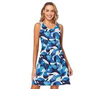 FRODOTGV Killer Whale on Blue - Vestito da donna, linea ad A, per vacanze, prendisole estivo, Orca assassina su Blu, L