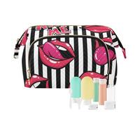 FRODOTGV Kiss Me Labbra Femminile Rosso Toiletry Bag Portatile Grande Borsa Trucco Periodo Borsa Organizzatore Oggetti Personali, Labbra Femminile Kiss Me Rosso, 1 Size