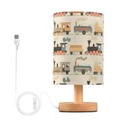 FRODOTGV Lampada da comodino, divertente treno a vapore bronzo, luce a LED con USB per soggiorno, dormitorio, casa e ufficio