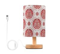 FRODOTGV Lampade da scrivania minimaliste moderne con paralume rotondo in tessuto per camera da letto, dormitorio, ufficio domestico, albero di Natale bianco rosso ornamento alberi