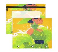 FRODOTGV Latina - Confezione da 2 buste trasparenti per raccoglitore, con finestra trasparente e tasca a 3 fori, per lettere formato A4, per insegnanti e ufficio, colore: verde e giallo