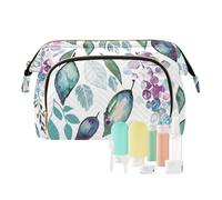 FRODOTGV Le borse cosmetiche, l'acquerello verde blu lascia il colore di inverno, la borsa d'attaccatura dell'attrezzatura da toeletta, borse cosmetiche essenziali per, Blu Verde Acquerello Foglie