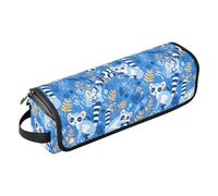 FRODOTGV Lemurs Madagascar on Blue Pattern Hair Tools Borsa da viaggio per donne, organizer rimovibile per accessori per lo styling dei capelli, con cuscinetto resistente al calore, per ferri da stiro