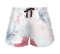 FRODOTGV Lily And Dahlia Flowers White Women's Pajama Bottoms Casual Workout Shorts Palestra Running Pantaloncini, XL