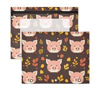 FRODOTGV Little Pig Faces - Sacchetti per raccoglitori con cerniere lisce, tasca a 3 fori, per lettere formato A4, confezione da 2 pezzi, per studenti e ufficio