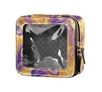 FRODOTGV Lollipop Girl - Borsa per il trucco, impermeabile, trasparente, per la cura della pelle, contenitori per cosmetici per ragazze, Viola Piuma Di Pavone Oro, Taglia unica